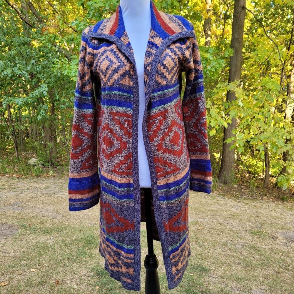 Cable & Gauge Long Southwestern Style Cardigan Sweater Cozy size Medium